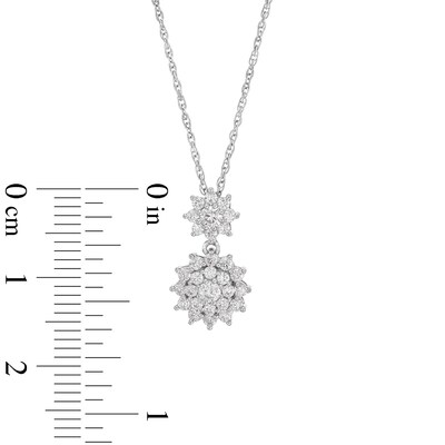 0.50 CT. T.W. Certified Lab-Created Multi-Diamond Double Sunburst Drop Pendant in 10K White Gold (F/SI2)
