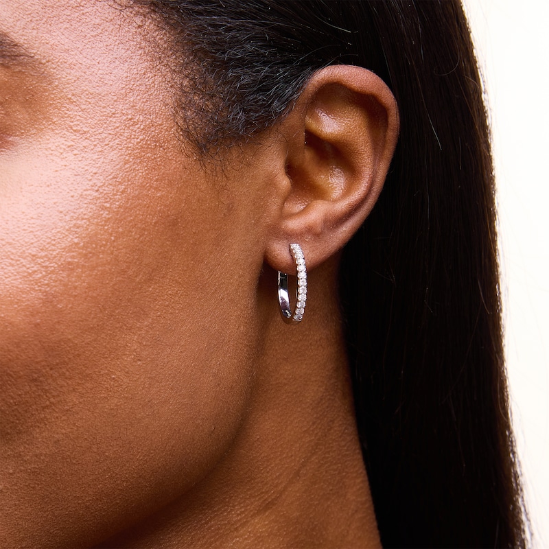 Main Image 2 of 0.50 CT. T.W. Certified Lab-Grown Diamond Hoop Earrings in Sterling Silver (F/SI2)
