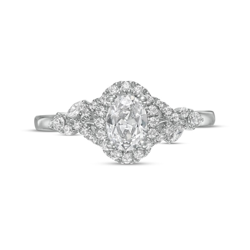Previously Owned - Vera Wang Love Collection 0.69 CT. T.W. Oval Diamond Frame Engagement Ring in 14K White Gold
