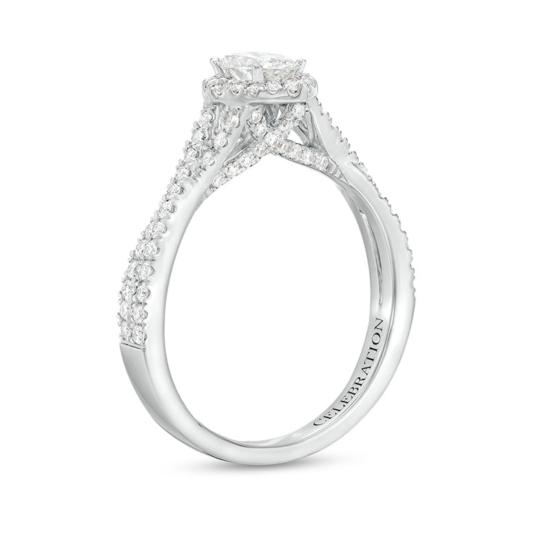Previously Owned - Celebration Infinite™ Canadian Certified Oval Centre Diamond 0.80 CT. T.W. Frame Engagement Ring in 14K White Gold