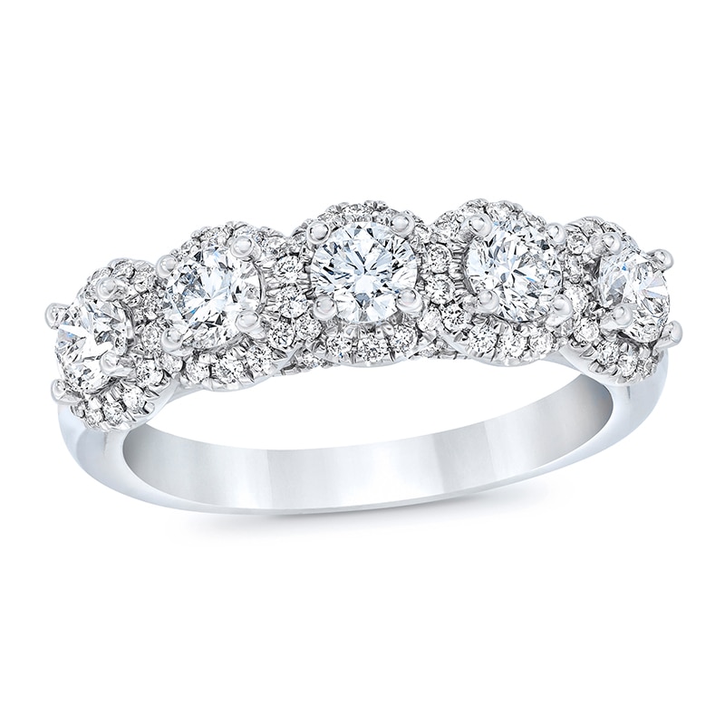 Previously Owned - Royal Asscher® 1.25 CT. T.W. Diamond Frame Five Stone Anniversary Band in 14K White Gold