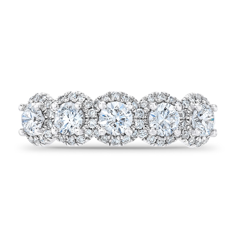 Previously Owned - Royal Asscher® 1.25 CT. T.W. Diamond Frame Five Stone Anniversary Band in 14K White Gold