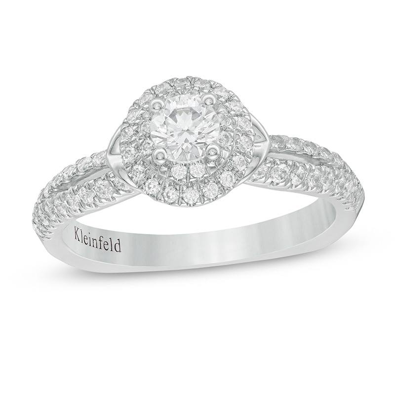 Previously Owned - Kleinfeld® 0.69 CT. T.W. Diamond Frame Split Shank Engagement Ring in 14K White Gold