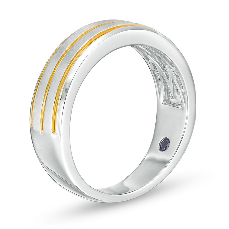 Previously Owned - Vera Wang Men's Grooved Wedding Band in 14K Two-Tone Gold