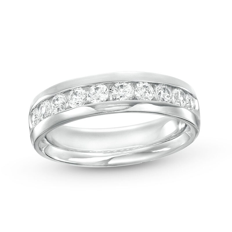 Previously Owned - 1.00 CT. T.W. Certified Lab-Grown Diamond Ten Stone Wedding Band in 14K White Gold (F/SI2)