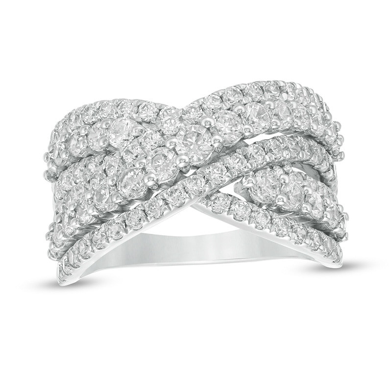 Previously Owned - 2.00 CT. T.W. Lab-Grown Diamond Multi-Row Bypass Ring in 14K White Gold (F/SI2)