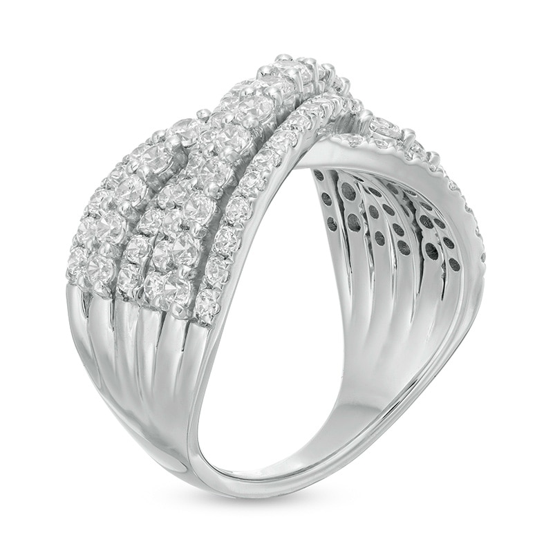 Previously Owned - 2.00 CT. T.W. Lab-Grown Diamond Multi-Row Bypass Ring in 14K White Gold (F/SI2)