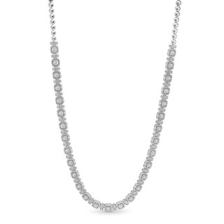 0.30 CT. T.W. Diamond Cushion-Shaped Frame Alternating Necklace in Sterling Silver - 17"
