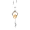 Enchanted Disney Belle Citrine and 0.085 CT. T.W. Diamond Rose Key Pendant in Sterling Silver and 14K Gold - 20"