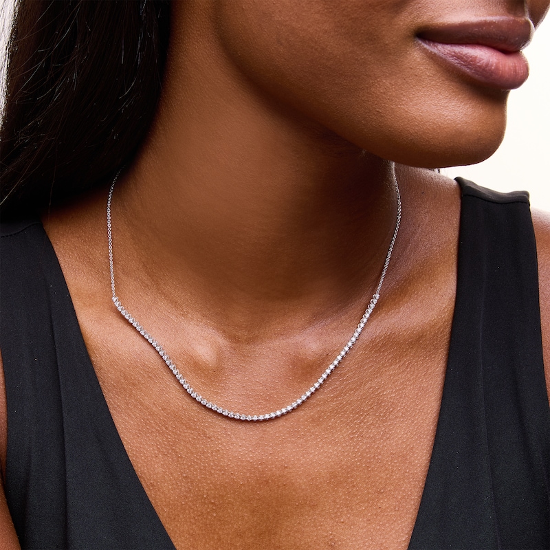 Main Image 2 of 1.00 CT. T.W. Certified Lab-Grown Diamond Line Necklace in Sterling Silver (F/SI2)