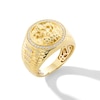 Thumbnail Image 3 of 0.30 CT. T.W. Diamond Frame Ganesha Ribbed Shank Signet Ring in 18K Gold