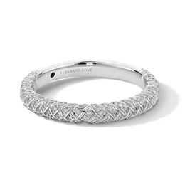Vera Wang Love Collection 0.29 CT. T.W. Certified Diamond Woven Anniversary Band in 18K White Gold (F/SI2)