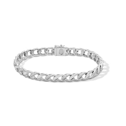 1.00 CT. T.W. Certified Lab-Grown Diamond Curb Chain Bracelet in Hollow Sterling Silver (I/SI2) - 8.5”