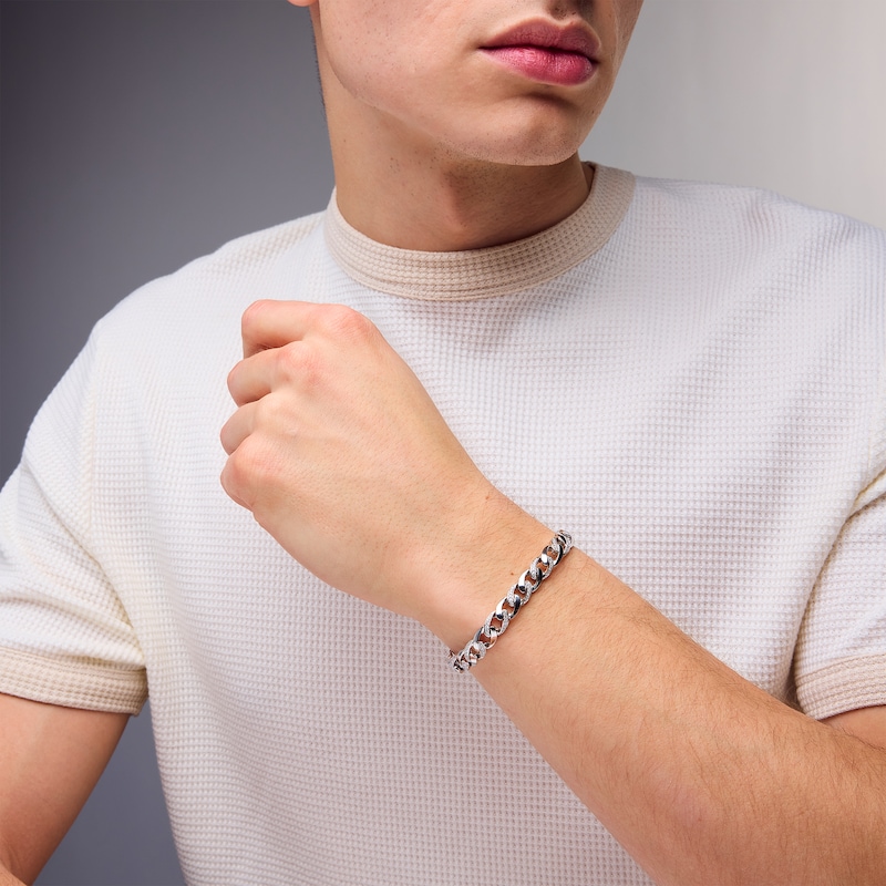 Main Image 2 of 1.00 CT. T.W. Certified Lab-Grown Diamond Curb Chain Bracelet in Hollow Sterling Silver (I/SI2) - 8.5”