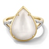Thumbnail Image 1 of Pear-Shaped White Jade and 0.10 CT. T.W. Diamond Split Shank Ring in 14K Gold