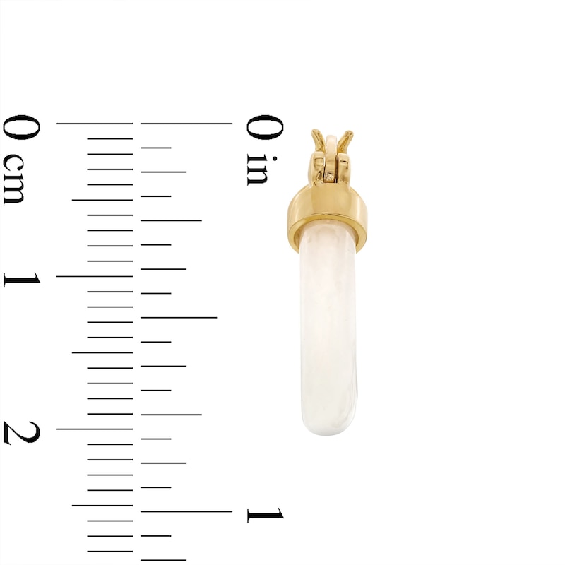 Main Image 3 of White Jade Hoop Earrings with 14K Gold Latch Back