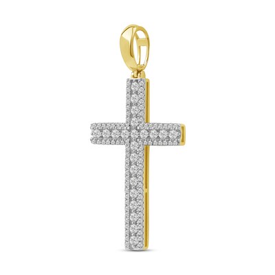 1.50 CT. T.W. Diamond Cross Necklace Charm in 10K Gold