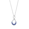 Thumbnail Image 1 of Graduated Blue Sapphire Infinity Pendant in 10K White Gold