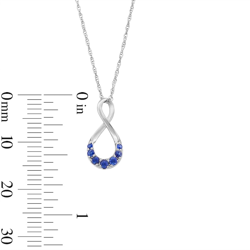 Main Image 3 of Graduated Blue Sapphire Infinity Pendant in 10K White Gold