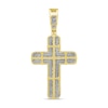 1.50 CT. T.W. Diamond Cross Rounded Border Necklace Charm in 10K Gold