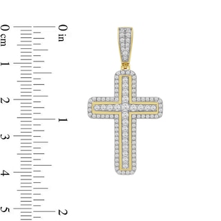 1.50 CT. T.W. Diamond Cross Rounded Border Necklace Charm in 10K Gold