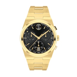 Men’s Movado Bold® Quest Gold-Tone IP Chronograph Watch with Black Dial (Model: 3601198)