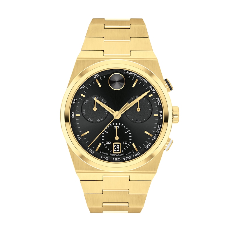 Men's Movado Bold® Quest Gold-Tone IP Chronograph Watch with Black Dial (Model: 3601198)