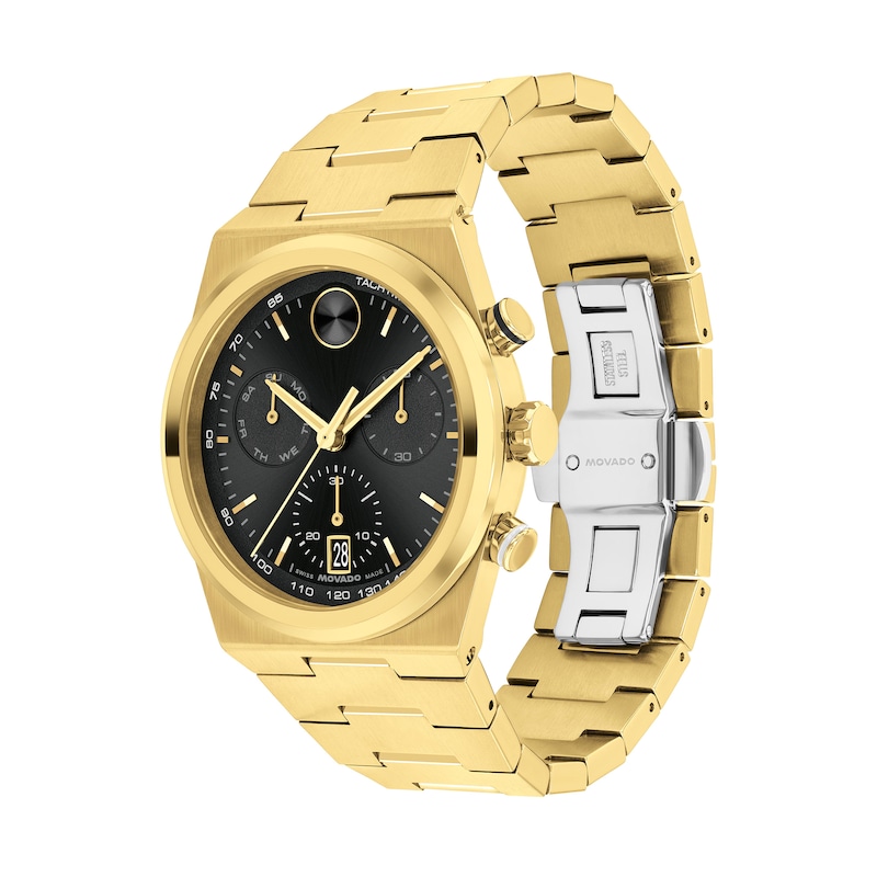 Men's Movado Bold® Quest Gold-Tone IP Chronograph Watch with Black Dial (Model: 3601198)