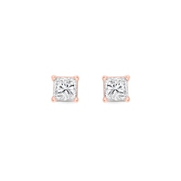 0.20 CT. T.W. Princess-Cut Canadian Certified Diamond Solitaire Stud Earrings in 14K Rose Gold (I/I2)