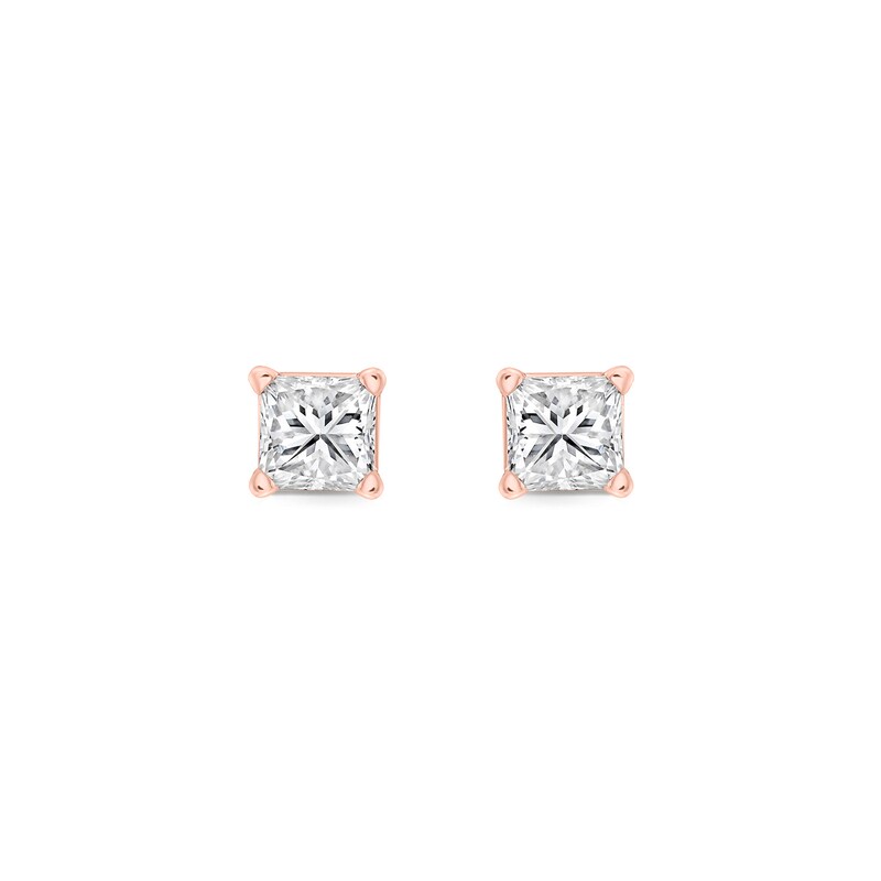 CT. T.W. Princess-Cut Canadian Certified Diamond Solitaire Stud Earrings in 14K Rose Gold (I/I2