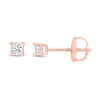 Thumbnail Image 2 of 0.20 CT. T.W. Princess-Cut Canadian Certified Diamond Solitaire Stud Earrings in 14K Rose Gold (I/I2)