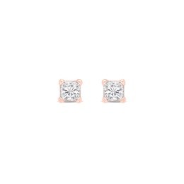0.10 CT. T.W. Princess-Cut Canadian Certified Diamond Solitaire Stud Earrings in 14K Rose Gold (I/I2)