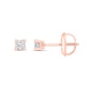 Thumbnail Image 2 of 0.10 CT. T.W. Princess-Cut Canadian Certified Diamond Solitaire Stud Earrings in 14K Rose Gold (I/I2)