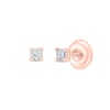 Thumbnail Image 3 of 0.10 CT. T.W. Princess-Cut Canadian Certified Diamond Solitaire Stud Earrings in 14K Rose Gold (I/I2)