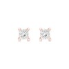 Thumbnail Image 1 of 0.30 CT. T.W. Princess-Cut Canadian Certified Diamond Solitaire Stud Earrings in 14K Rose Gold (I/I2)