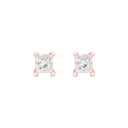 0.30 CT. T.W. Princess-Cut Canadian Certified Diamond Solitaire Stud Earrings in 14K Rose Gold (I/I2)