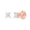 Thumbnail Image 3 of 0.30 CT. T.W. Princess-Cut Canadian Certified Diamond Solitaire Stud Earrings in 14K Rose Gold (I/I2)