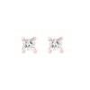 Thumbnail Image 1 of 0.50 CT. T.W. Princess-Cut Canadian Certified Diamond Solitaire Stud Earrings in 14K Rose Gold (I/I2)
