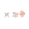 Thumbnail Image 3 of 0.50 CT. T.W. Princess-Cut Canadian Certified Diamond Solitaire Stud Earrings in 14K Rose Gold (I/I2)