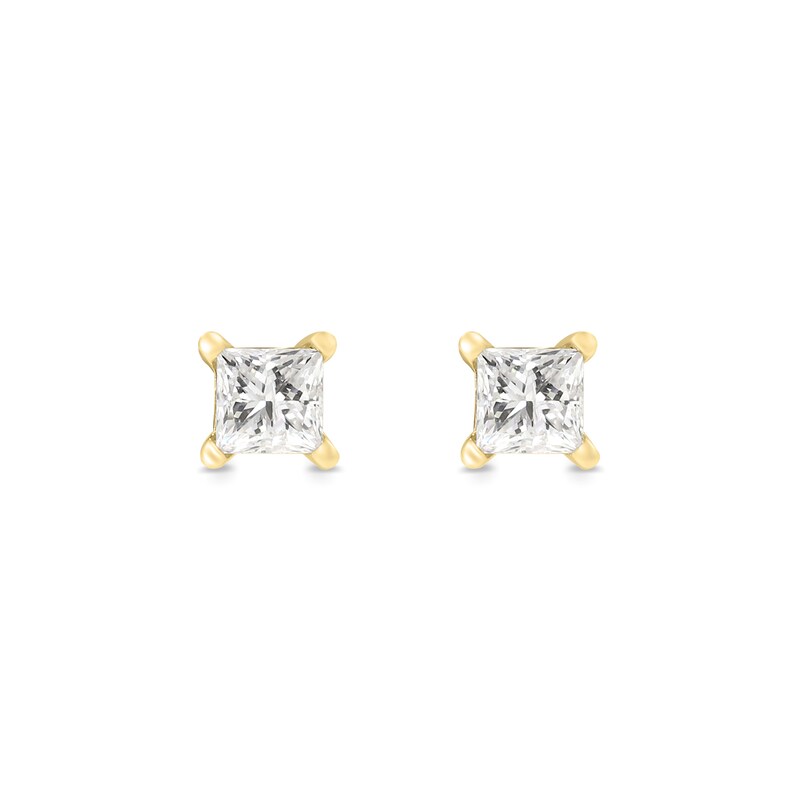 Main Image 1 of 0.50 CT. T.W. Princess-Cut Canadian Certified Diamond Solitaire Stud Earrings in 14K Gold (I/I2)