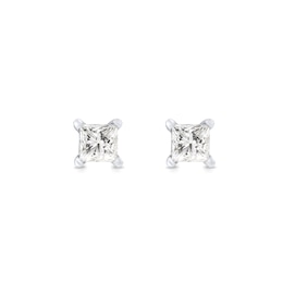 0.50 CT. T.W. Princess-Cut Canadian Certified Diamond Solitaire Stud Earrings in 18K White Gold (I/SI2)