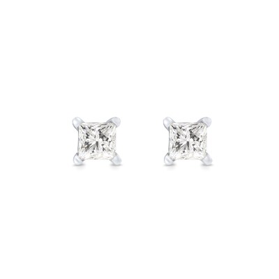 0.50 CT. T.W. Princess-Cut Canadian Certified Diamond Solitaire Stud Earrings in 18K Gold (I/SI2