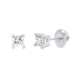 0.50 CT. T.W. Princess-Cut Canadian Certified Diamond Solitaire Stud Earrings in 18K Gold (I/SI2
