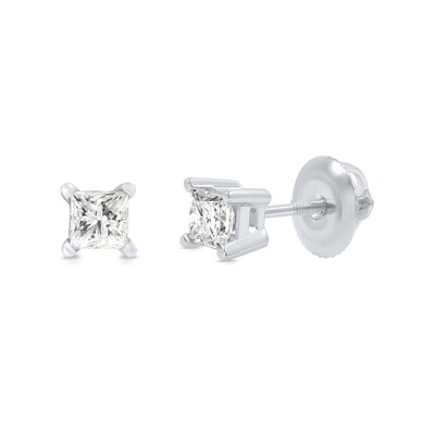 0.50 CT. T.W. Princess-Cut Canadian Certified Diamond Solitaire Stud Earrings in 18K Gold (I/SI2