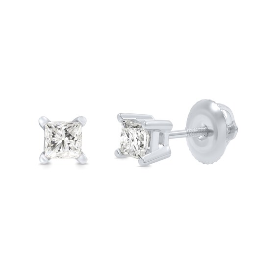 0.50 CT. T.W. Princess-Cut Canadian Certified Diamond Solitaire Stud Earrings in 18K Gold (I/SI2