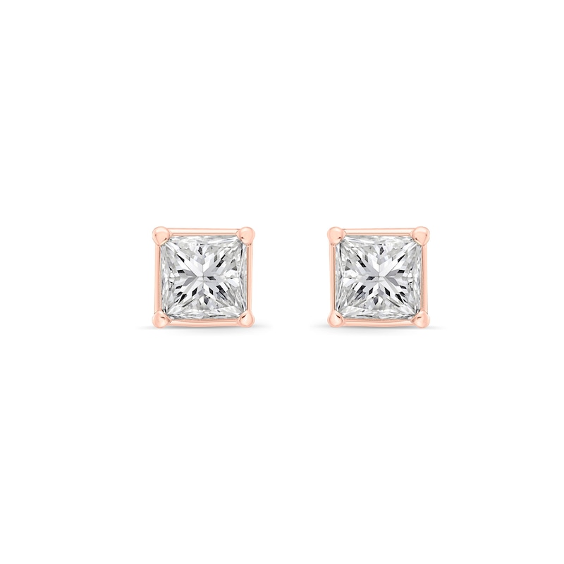 CT. T.W. Princess-Cut Canadian Certified Diamond Solitaire Stud Earrings in 18K Rose Gold (I/SI2