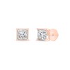 Thumbnail Image 3 of 1.00 CT. T.W. Princess-Cut Canadian Certified Diamond Solitaire Stud Earrings in 18K Rose Gold (I/SI2)
