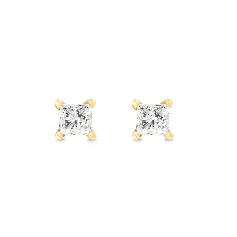 0.50 CT. T.W. Princess-Cut Canadian Certified Diamond Solitaire Stud Earrings in 18K Gold (I/SI2)