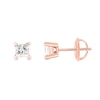 Thumbnail Image 2 of 0.50 CT. T.W. Princess-Cut Canadian Certified Diamond Solitaire Stud Earrings in 18K Rose Gold (I/SI2)