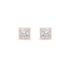 Thumbnail Image 1 of 1.00 CT. T.W. Princess-Cut Canadian Certified Diamond Solitaire Stud Earrings in 14K Rose Gold (I/I2)